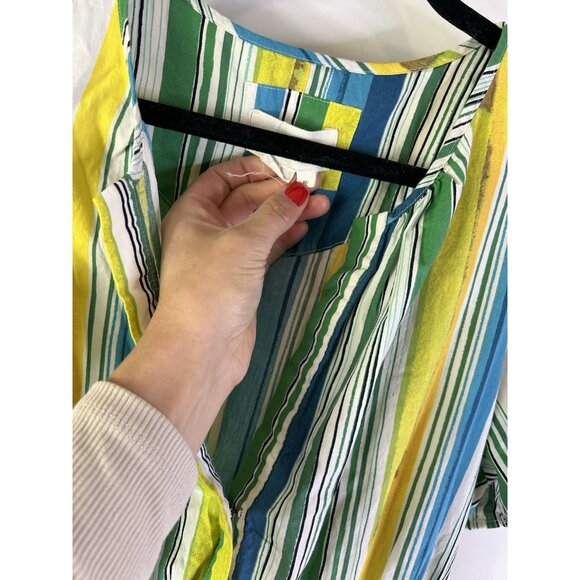 Anthropologie Rainbow Stripe Tiered Puff Sleeve Mini Dress - Picture 5 of 8